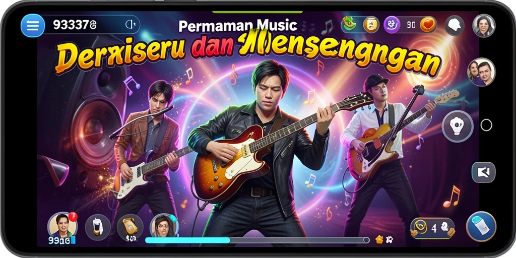 Tampilan gameplay seru di 93337 dengan berbagai lagu dan tantangan menarik.