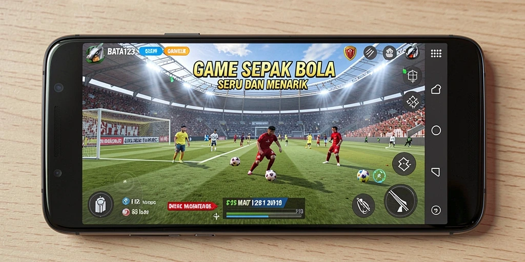 Screenshot dari gameplay BATA123 yang menampilkan aksi sepak bola menawan.