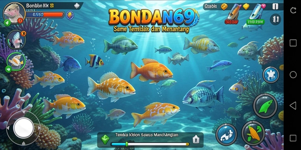 Screenshot utama BONDAN69 menampilkan aksi seru menembak ikan.
