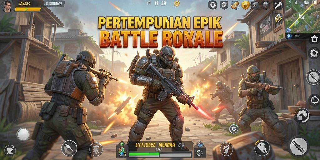 Gameplay JAYA89 menunjukkan aksi seru dalam arena Battle Royale.