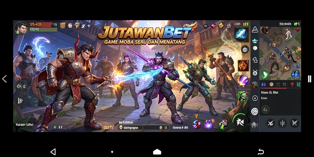 Gameplay JUTAWANBET menampilkan pertarungan seru antar tim di arena MOBA.