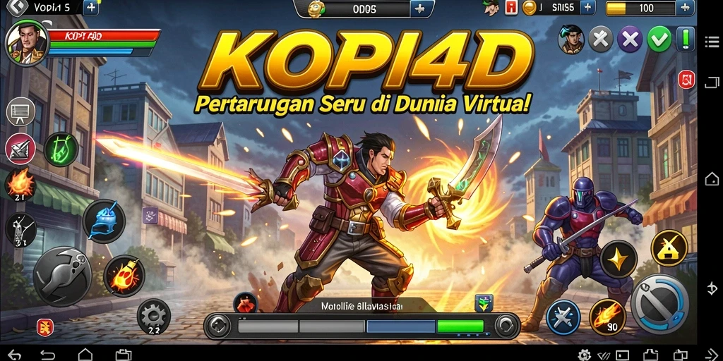 Tampilan pertarungan seru di KOPI4D dengan karakter beraksi.
