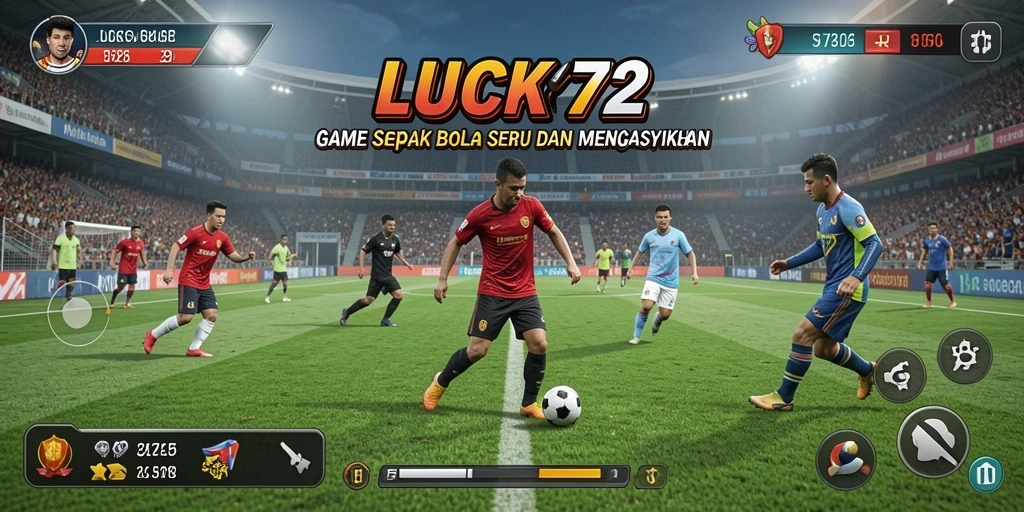 Tangkapan layar gameplay LUCKY72 menampilkan aksi sepak bola yang menegangkan.