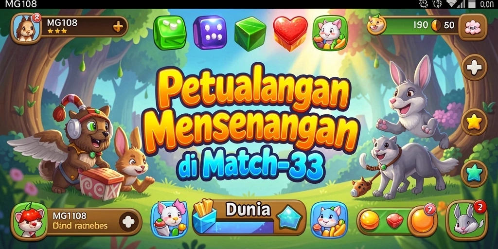 Tampilan gameplay seru dari MG108 dengan aksi Match-3 yang menyenangkan.