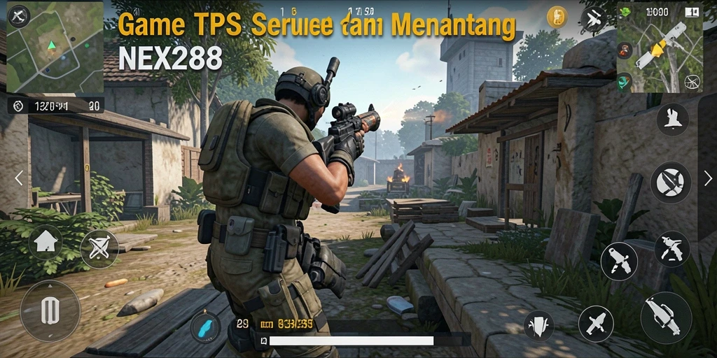 Screenshot gameplay NEX288 yang menampilkan aksi tembak-menembak intens.