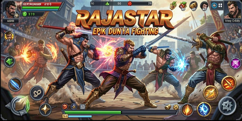 Screenshot gameplay RAJASTAR menampilkan aksi pertarungan yang menegangkan.