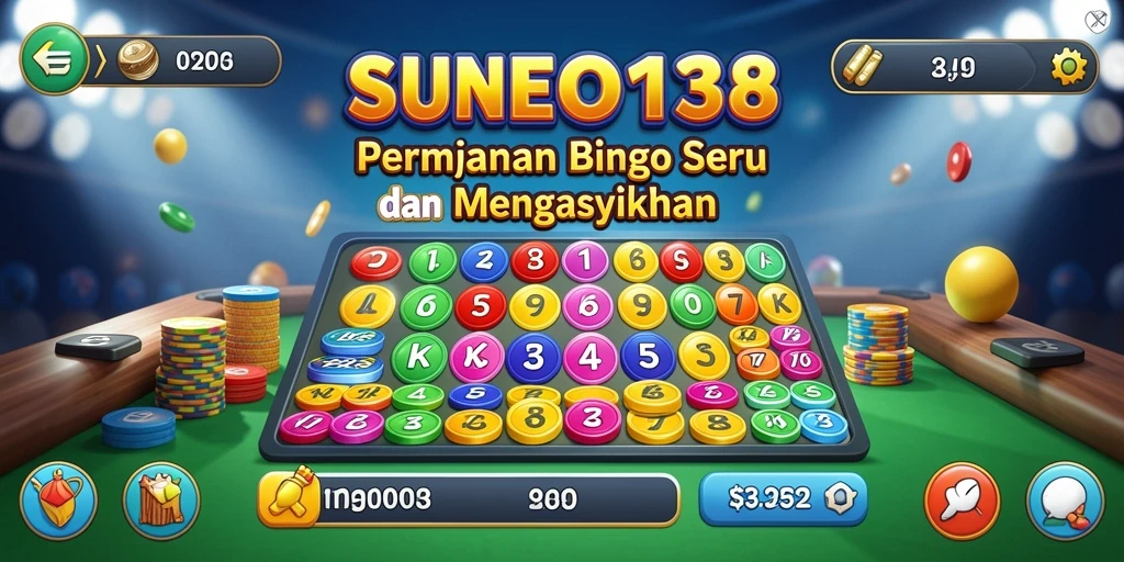 Tangkapan layar utama SUNEO138 menampilkan gameplay Bingo yang menarik.