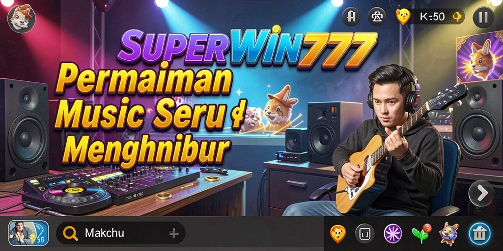 Tampilan gameplay <strong>SUPERWIN777</strong> dengan berbagai pilihan lagu musik.