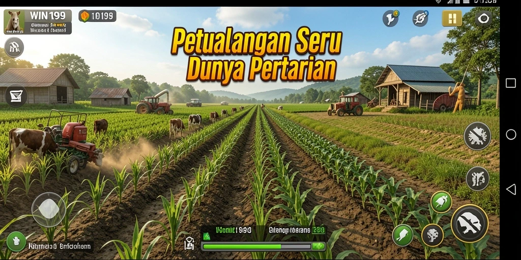 Tampilan gameplay pertanian yang menarik dan realistis dalam WIN199.